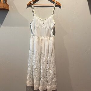 Laros Vintage Embroidered Nightie 1950’s White Silver Made in USA Slip Dress